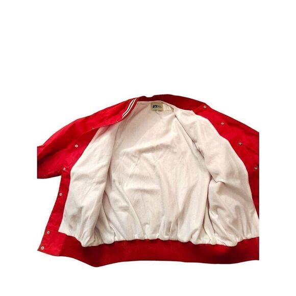 Vintage 80's/90's Made in USA XL fleece lined jacket soft shell Red white snap - Picture 5 of 9